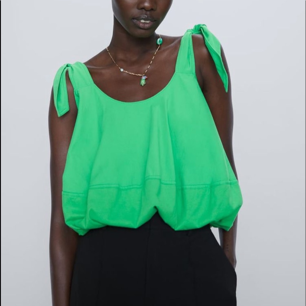 ZARA Green tied tank top